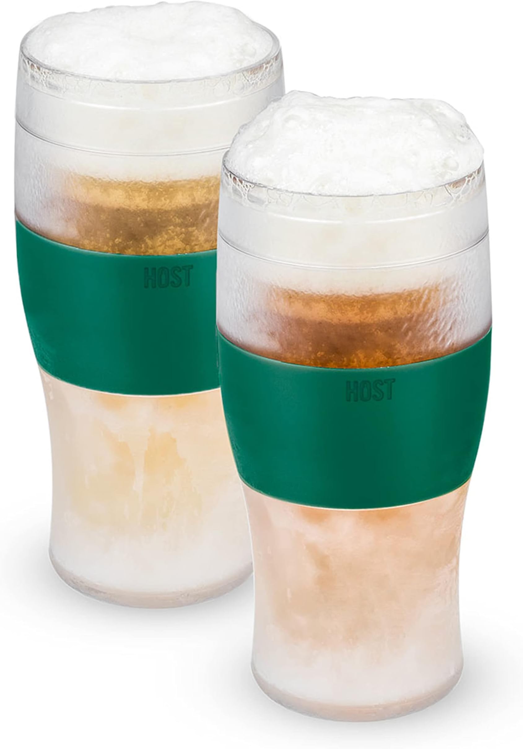Freeze, Frozen Mugs, Freezable Pint Set, Beer Keep Your Drinks Cold, Double Walled Insulated Glasses, Tumbler for Iced Coffee, 16oz, Set of 2, Green