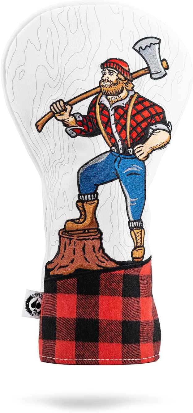 Pins & Aces Hacker Head Cover - Premium, Hand-Made Leather Headcover - Lumberjack Inspired, Rugged and Outdoorsy Themed, Tour Quality Golf Club Cover - Style and Customize Your Golf Bag
