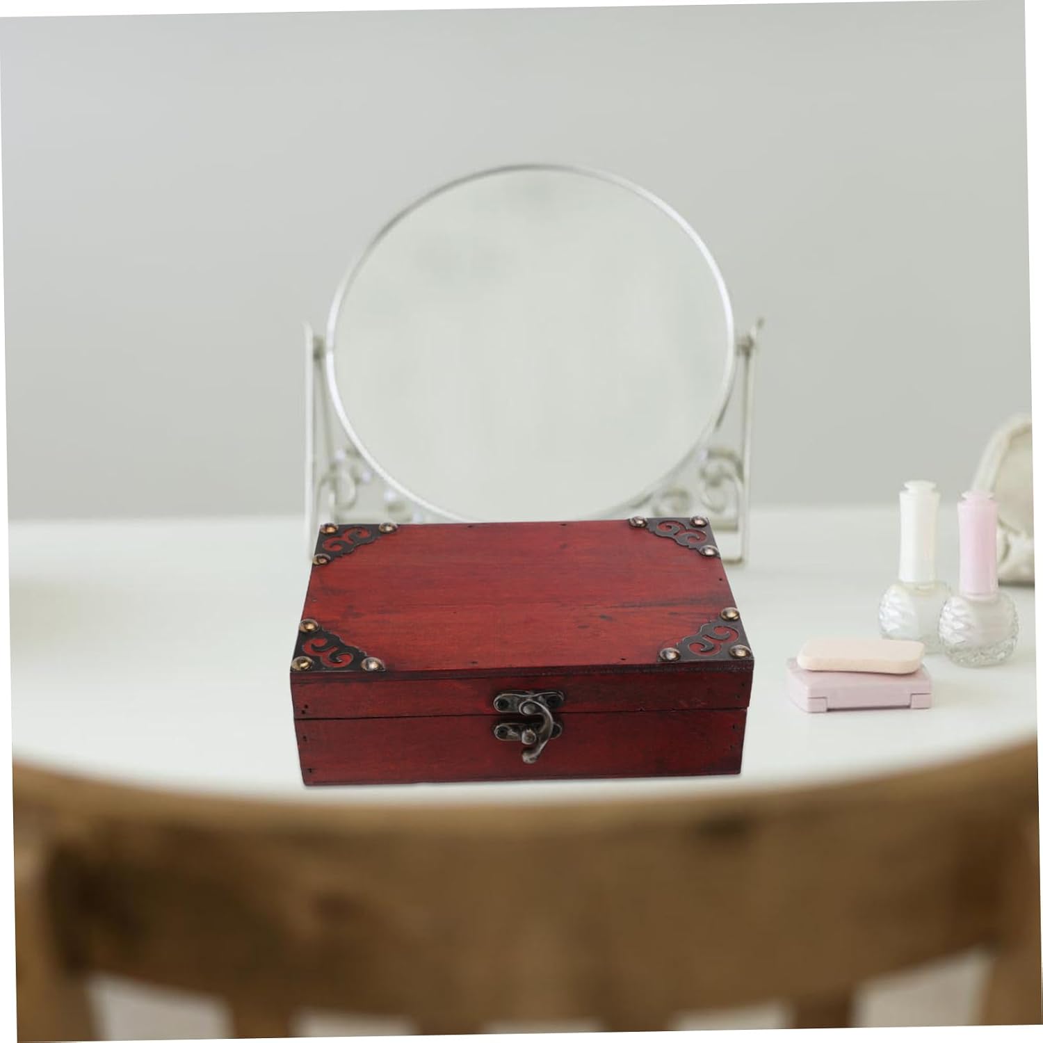 VALICLUD Vintage Keepsake Box with Lock Elegant Jewelry Storage Chest for Personal Treasures Decorative Organizer for Nightstands and Dressers and Timeless Design