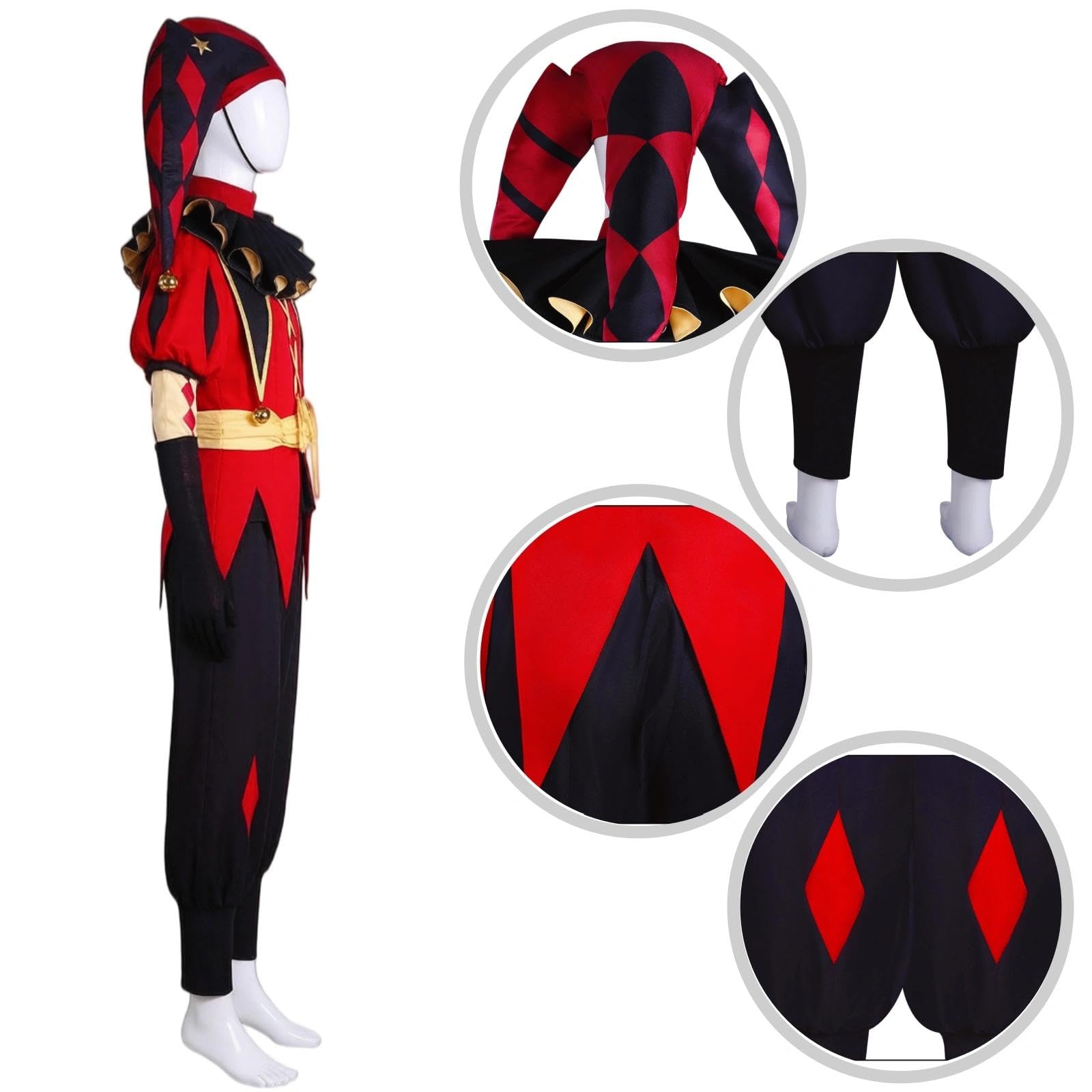Halloween Kostüm für Erwachsene, Karneval Rollenspiel Cosplay Komplettset – Pierrot Stil