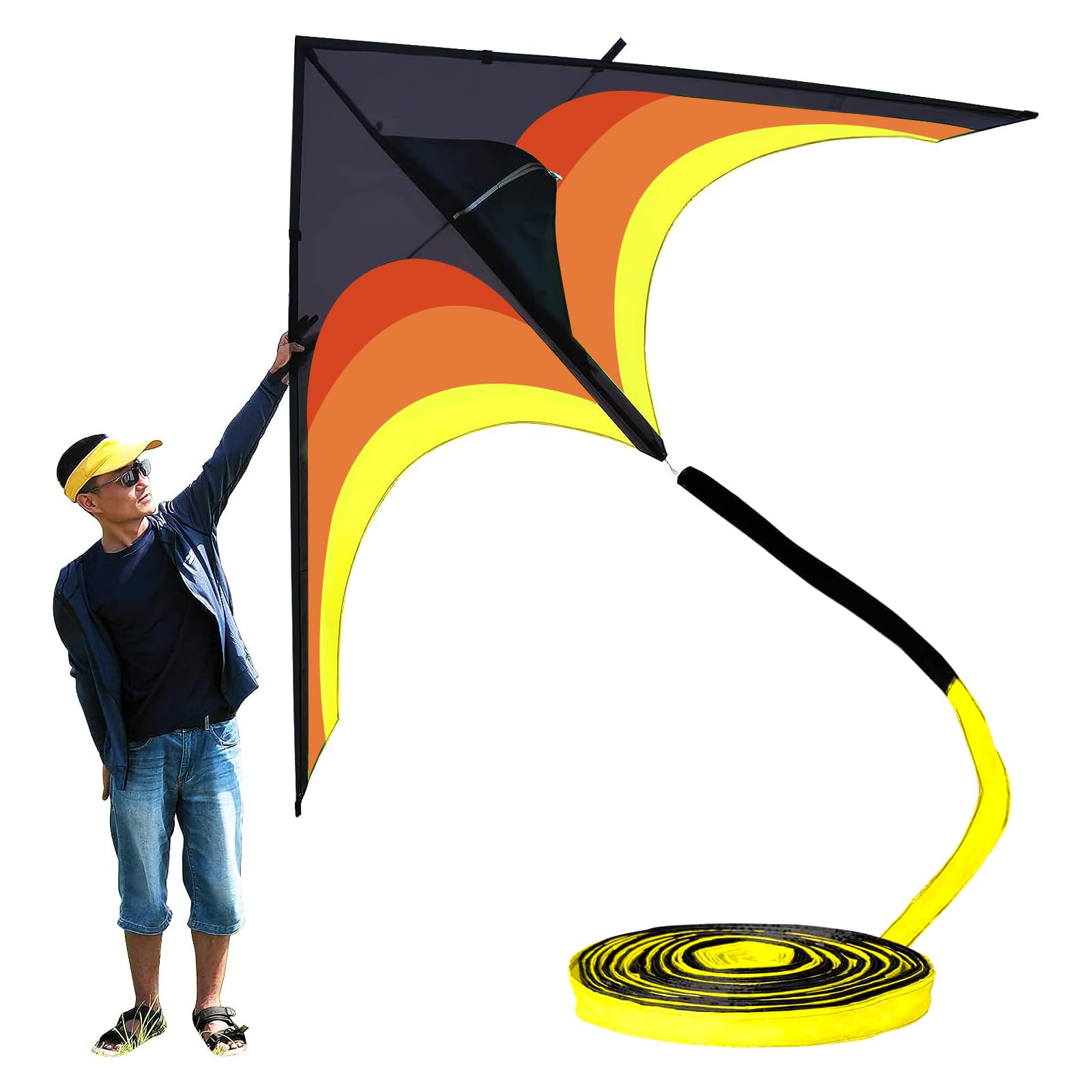 Gaint Kite for Adults Easy to Fly, 9ft Huge Delta Kite Come with 98ft Tail