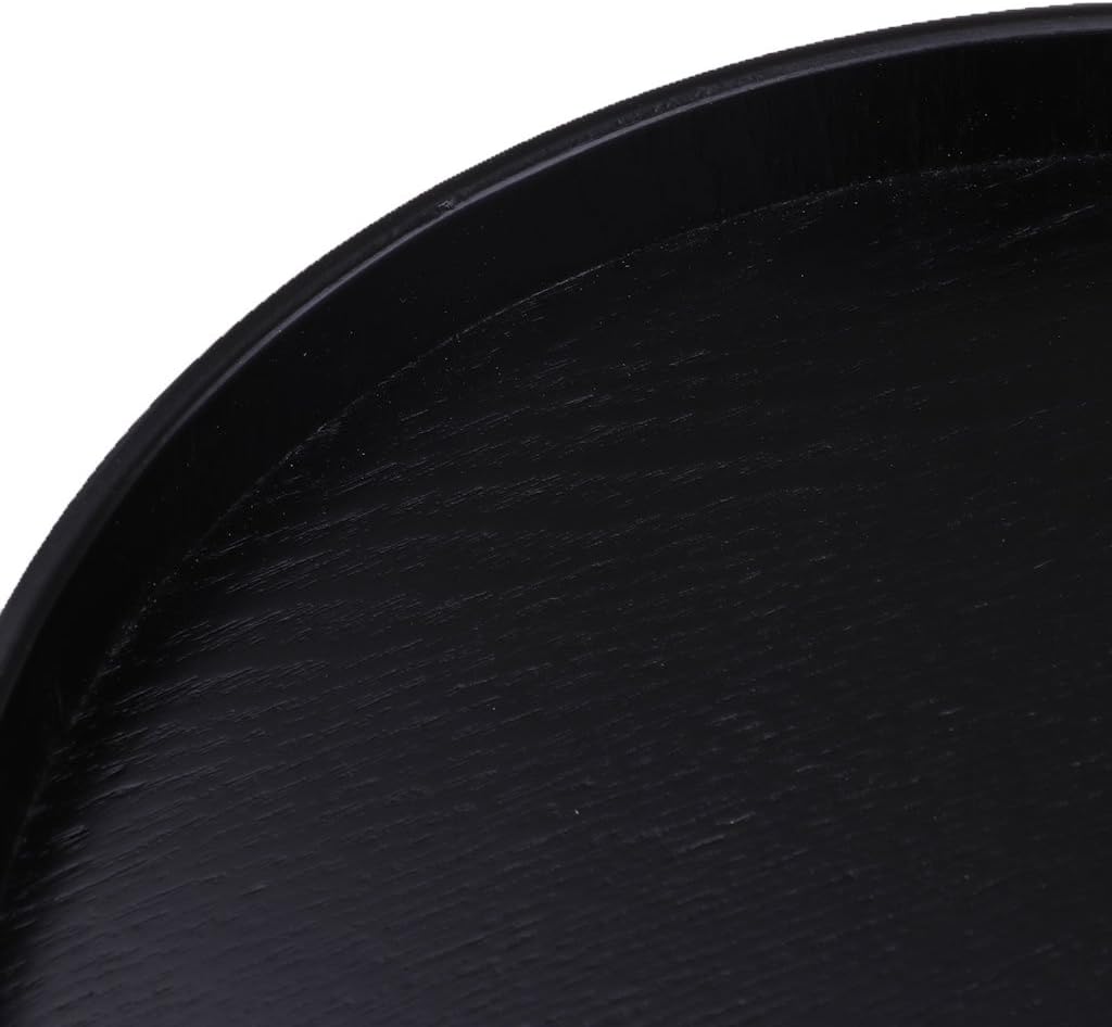 LEIPUPA YIJU Serving Tray Wooden Tray Made of Wood, Very Decorative, Round for Food, Coffee, Black, 24x2cm : Home & Kitchen