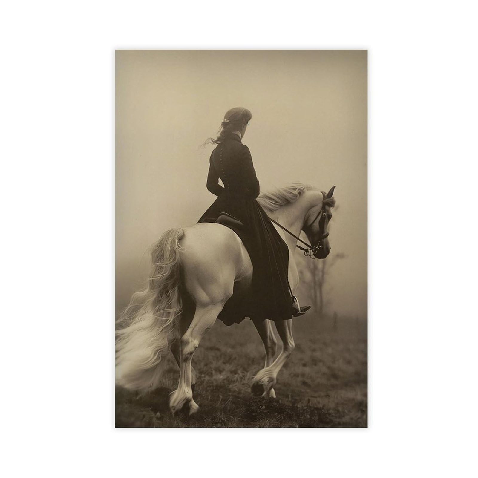 Bareronor Victorian Horse Poster (3) Canvas Poster Bedroom Decor Landscape Office Room Decor Gift 12" L X 18" W