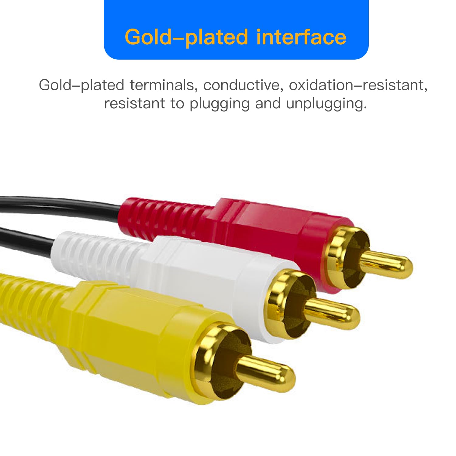 RCA Cable, AV Cable Gold Plated, Yellow/White/red connectors 3 Male to 3 Male-4.6 Feet/1PCS - Image 3