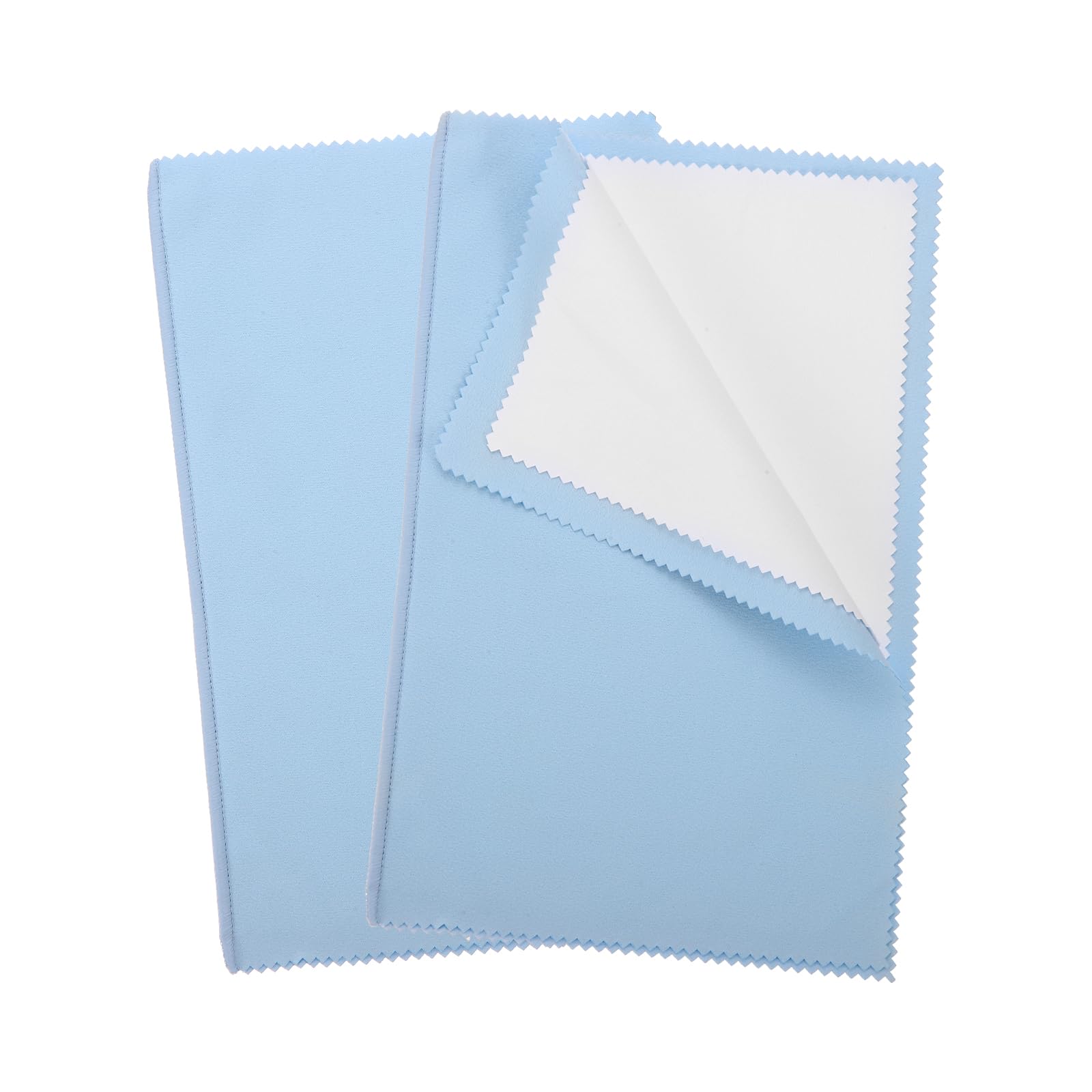 PATIKIL 9.8"x12.6" Jewelry Cleaning Cloth, 2 Pack Double-Sided Fleece Polishing Cloth for Gold, Silver and Jewelry, Sky Blue