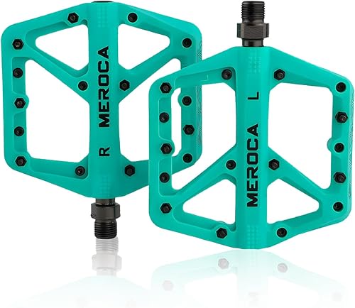 Pedales de bicicleta de montaña, pedales de bicicleta de fibra de nailon antideslizante MTB, pedales de ciclismo ligeros y anchos de plataforma