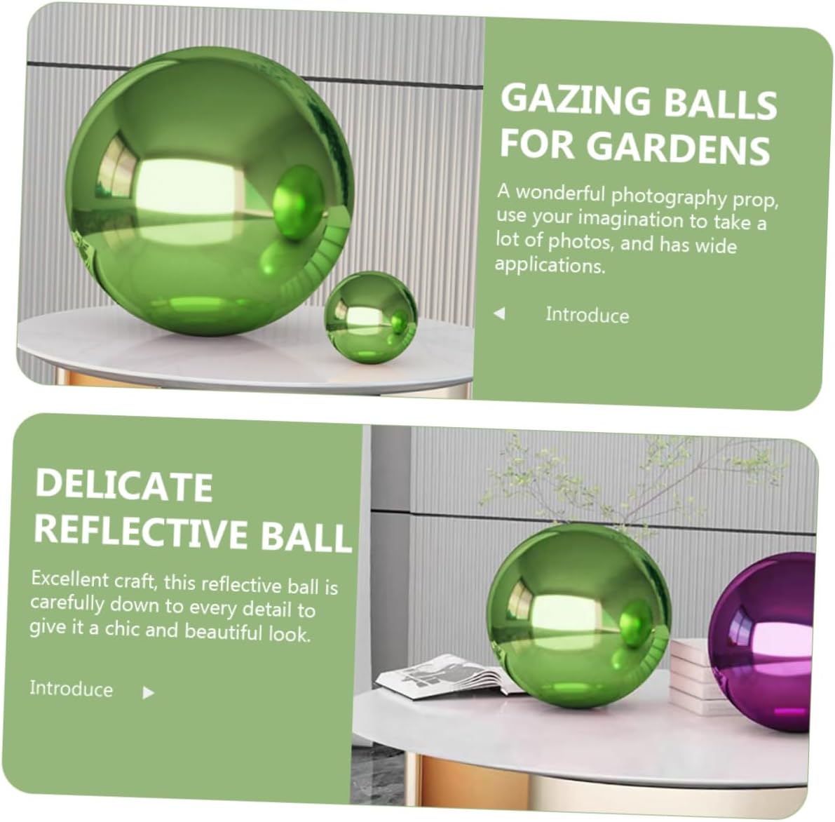 DULAI Patio Gazing Balls Garden Spheres Ball Garden Reflection Ball Mirror Globe for Ponds Polished Reflective Ball Green Decor Outdoor Garden Decor Stainless Steel, 12x12cm