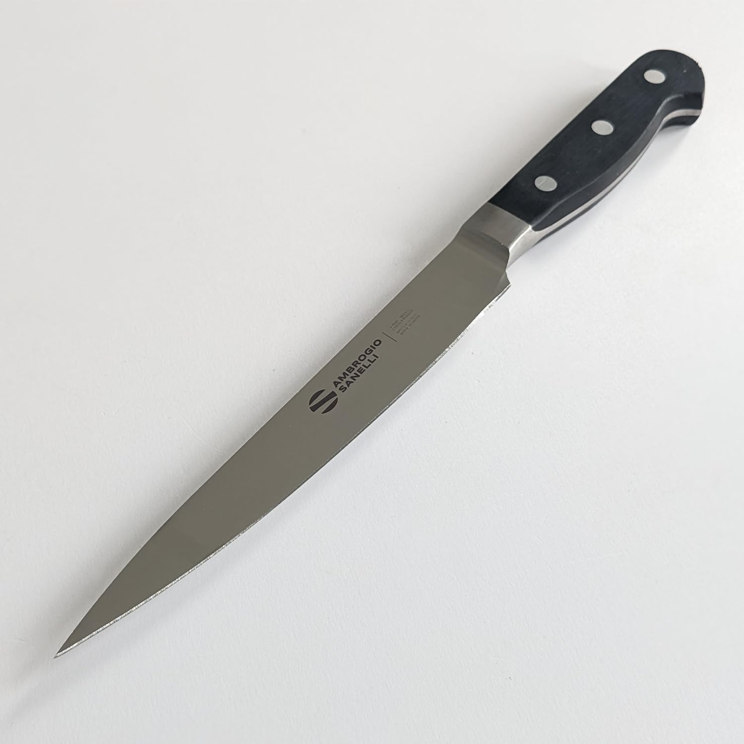 Ambrogio Sanelli, Maitre Coltello da Cucina per Sfilettare Pesce, Coltello con Lama Flessibile in Acciaio Inox all'Azoto 18 cm e Manico Ergonomico, Coltelli da Cucina Professionali, Made in Italy