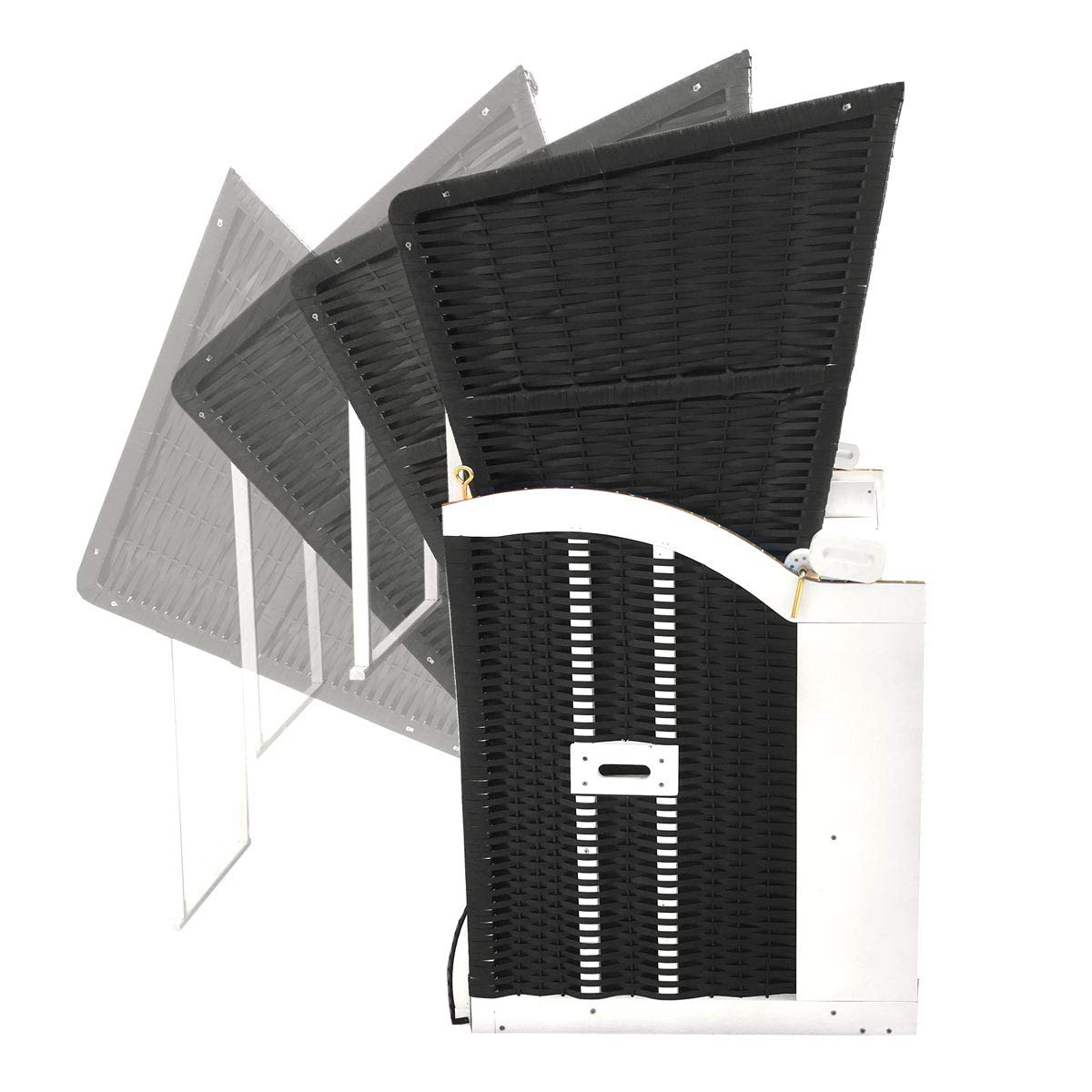 BRAST® Strandkorb Sylt XXL für 2 Personen 115cm breit mehrere Designs incl. wetterfeste Abdeckhaube verstellbare Rückenlehne Fußkissen Farbe Rot/Grau/Weiß gestreift