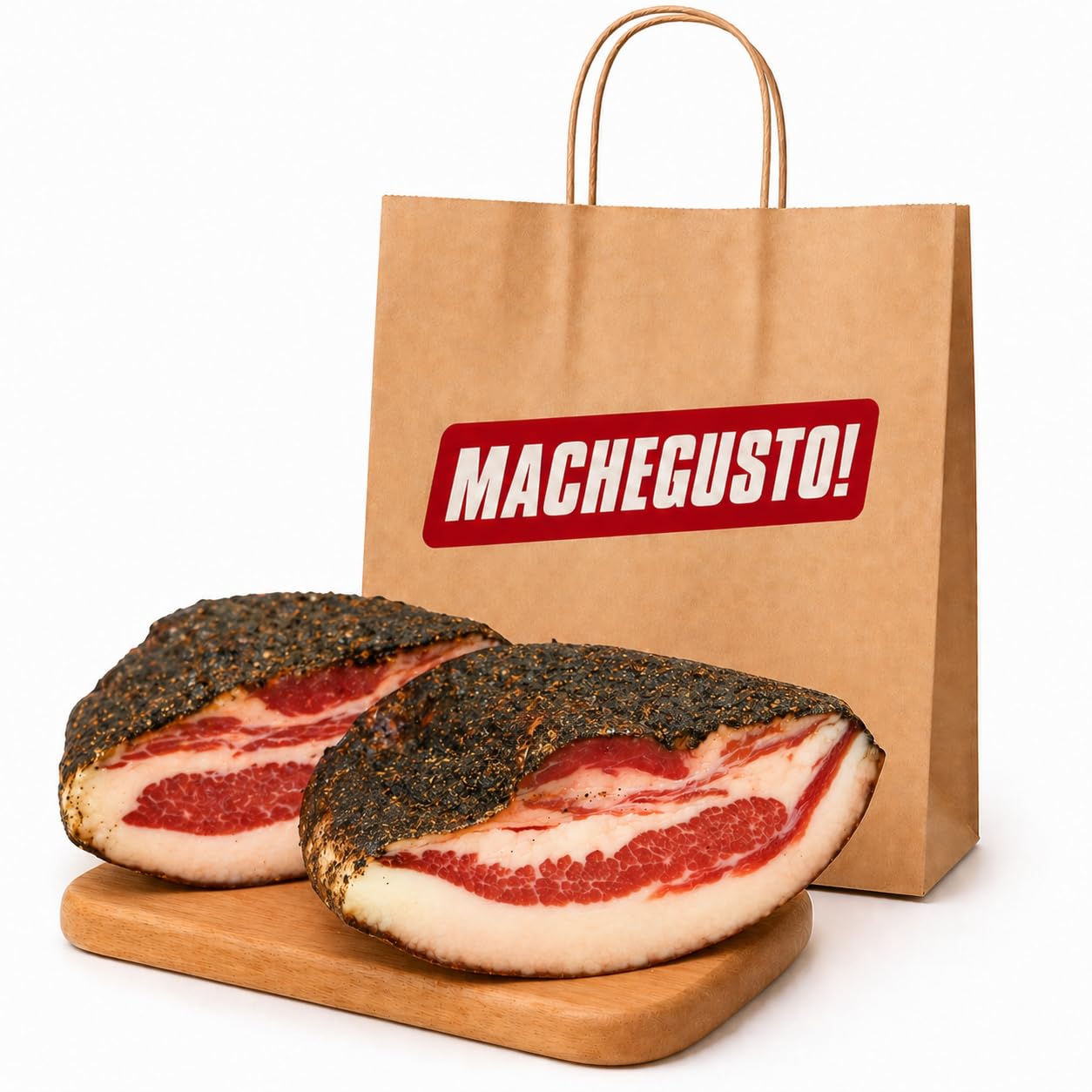 Machegusto!® 2 x Guanciale Affiné 600g (1,2 kg) – Guanciale Italien de Porc – Idéal pour Carbonara, Amatriciana et Gricia – Produit Artisanal 2 x600g (1,2 kg)