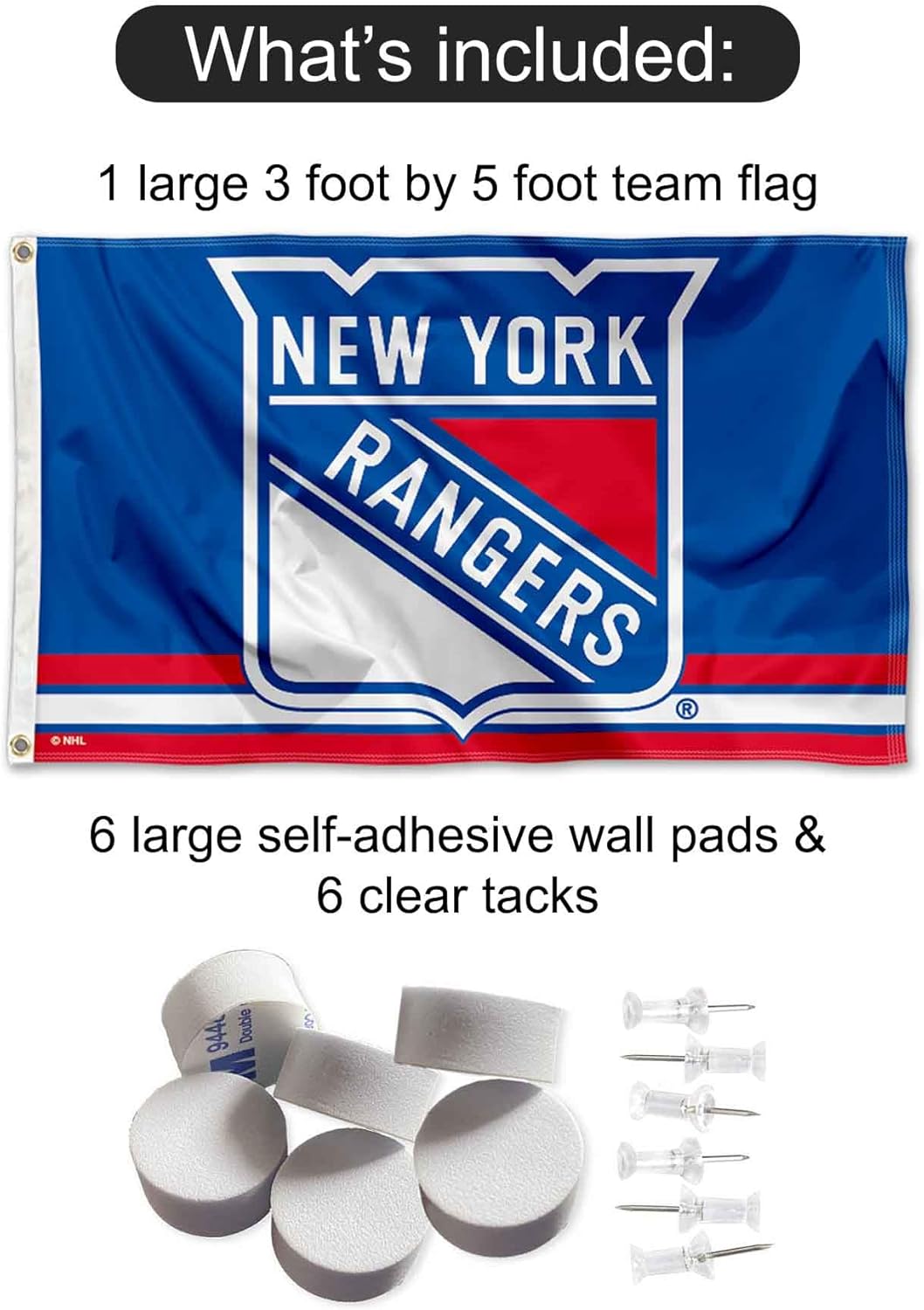 New York Rangers Logo Banner and Tapestry Wall Tack Pads - Image 2