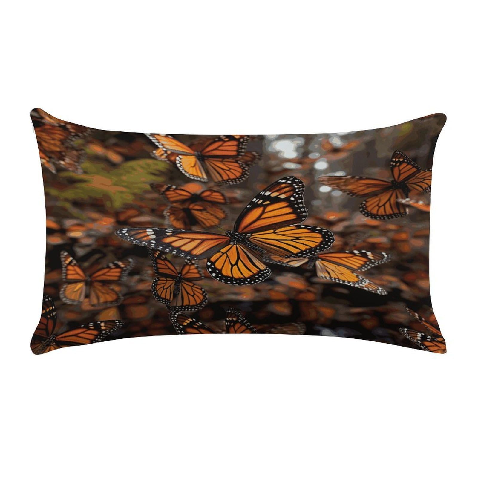 Monarch Butterflies Pillow Cover Super Soft Pillowcase Luxury Cozy Fuzzy Velvet Pillow Shams Breathable Standard Pillow Cases with Zipper Wrinkle-Free Pillow Cover 12 "×20 "