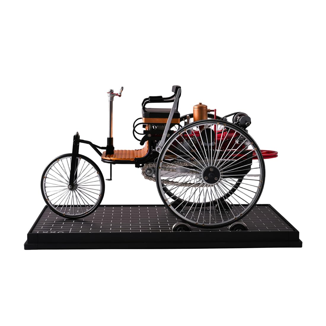 BAUBAUPLAY Modellino di auto a triciclo, auto elettrica meccanica in metallo, kit di montaggio fai da te per adulti, modello educativo da collezione (430 + pezzi)