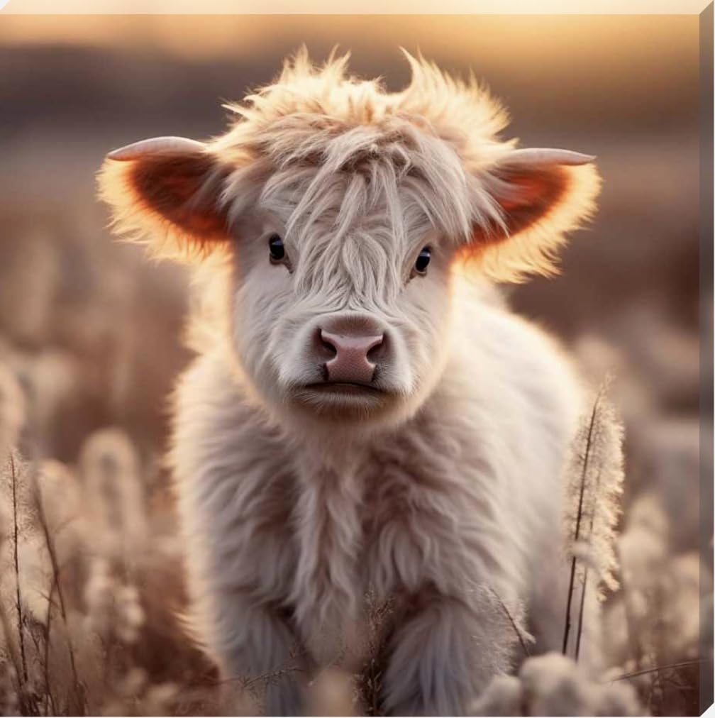Trixie Cow Wall Art Picture Canvas (14” x 14”)