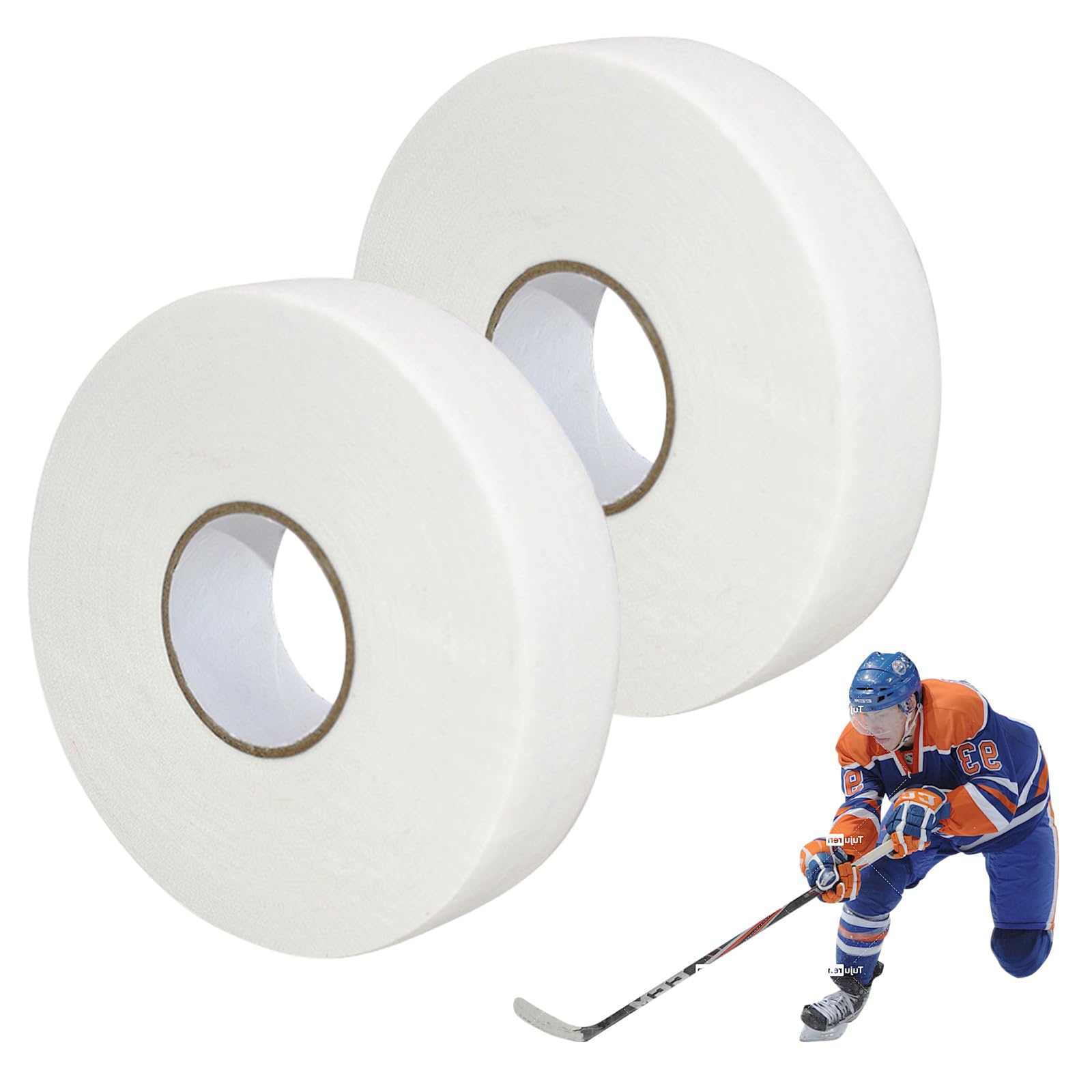 2 Rollos Cinta Palo Hockey Cinta Hockey Stick Cinta de Hockey Autoadhesivas 2,5cmx25m Cinta de Tela para Hockey, Cinta Adhesiva Hockey para Golf, Tenis, Bádminton (Blanco)