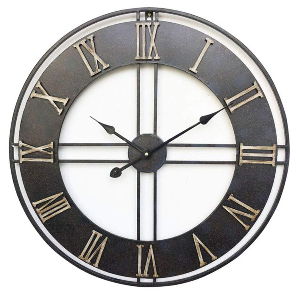 VHKJewE Skeleton Frame Metal Wall Clock Roman And Arabic Numerals 60cm(B)