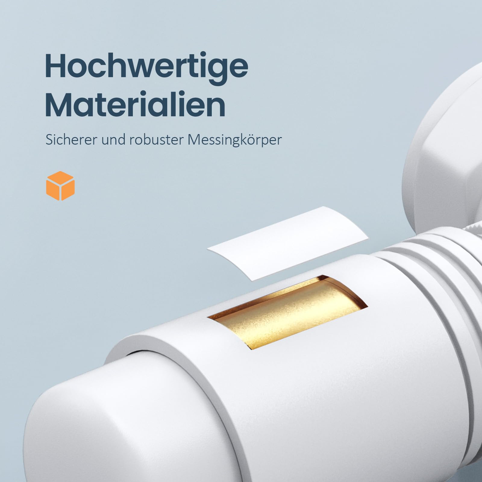 EMKE Multiblock Set für Heizkörper mit Thermostat, Hahnblock Eck und Durchgangsform Ventilhahnblock Mittelanschluss Heizkörperventil mit 50 mm Nabenabstand (φ15mm+16mm Weiß)