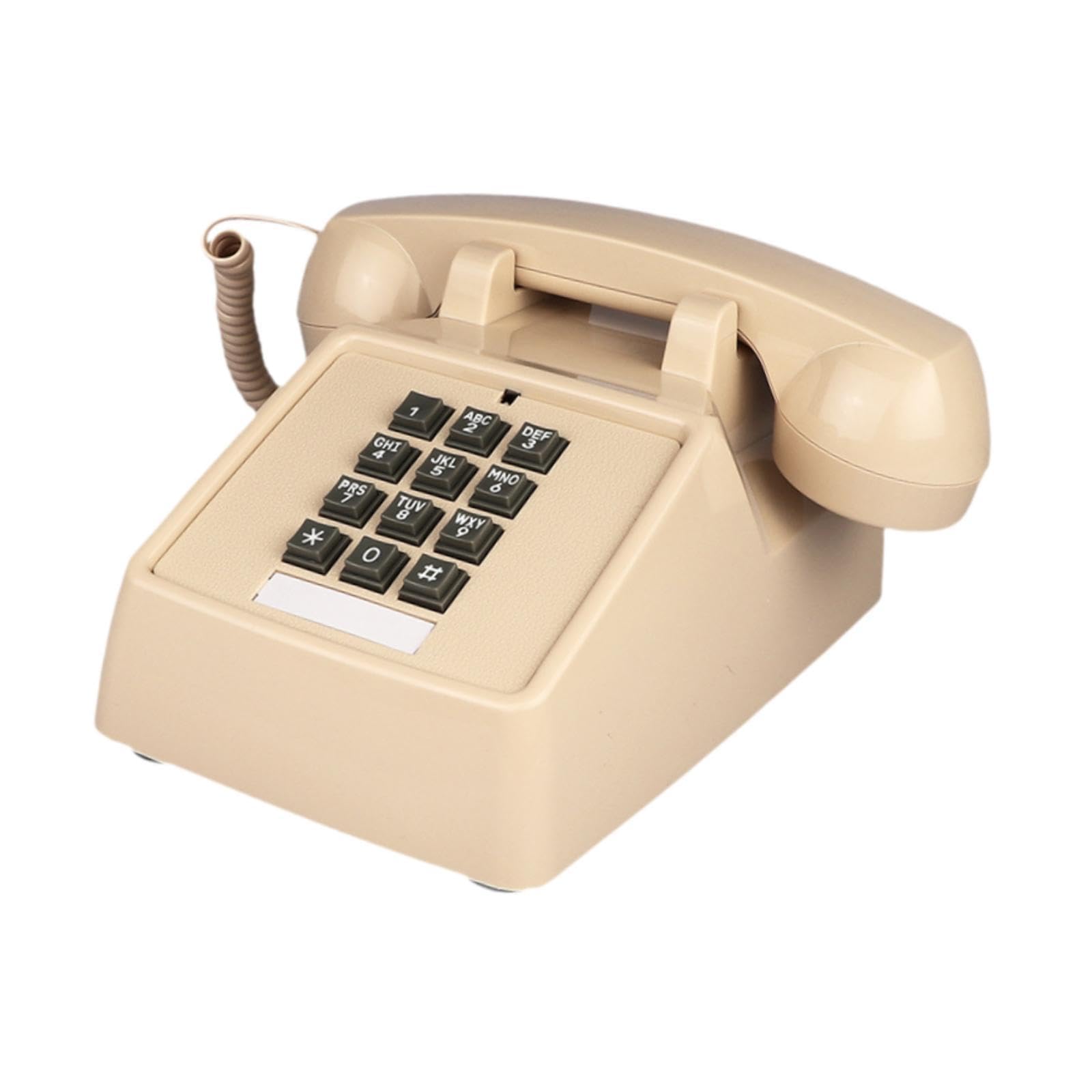 TRENDIVIBE Corded Telephone Practical Corded Retro Design Phone for Office Bedroom Cafe Beige
