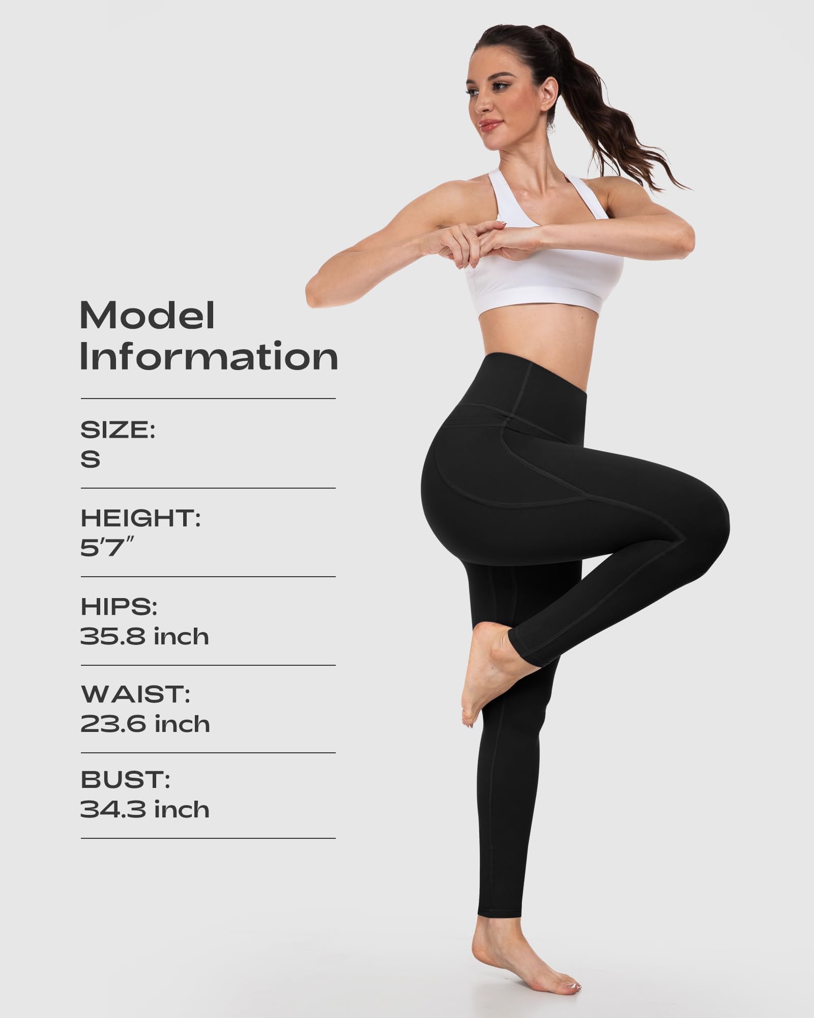 Leggings con bolsillos para mujer, control de abdomen, cintura alta, suaves, para entrenamiento, atletismo, correr, yoga, gimnasio — view 6