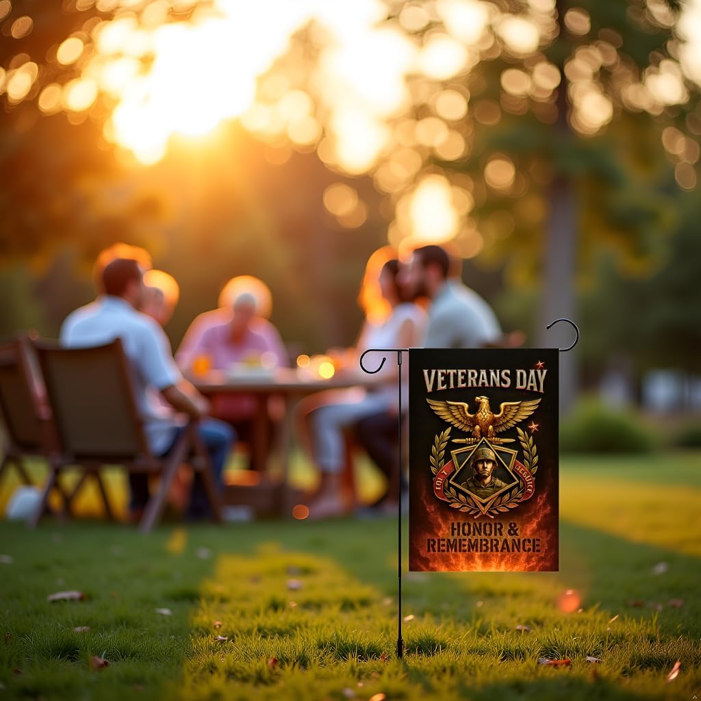 Army Veteran Eagle Soldier Emblem Garden Flag 12x18 In Doublesided Honor Remembrance Weather-Resistant Polyester Banner for Veterans Day Memorial Armed Forces Patriot Service - Image 9