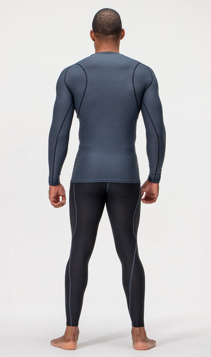 DEVOPS 3 Pack Men's UPF 50+ Long Sleeve Compression Shirts, Water Sports Rash Guard Base Layer, Athletic Workout Shirt X-Large 1# (3 Pack) Black / Charcoal / Red