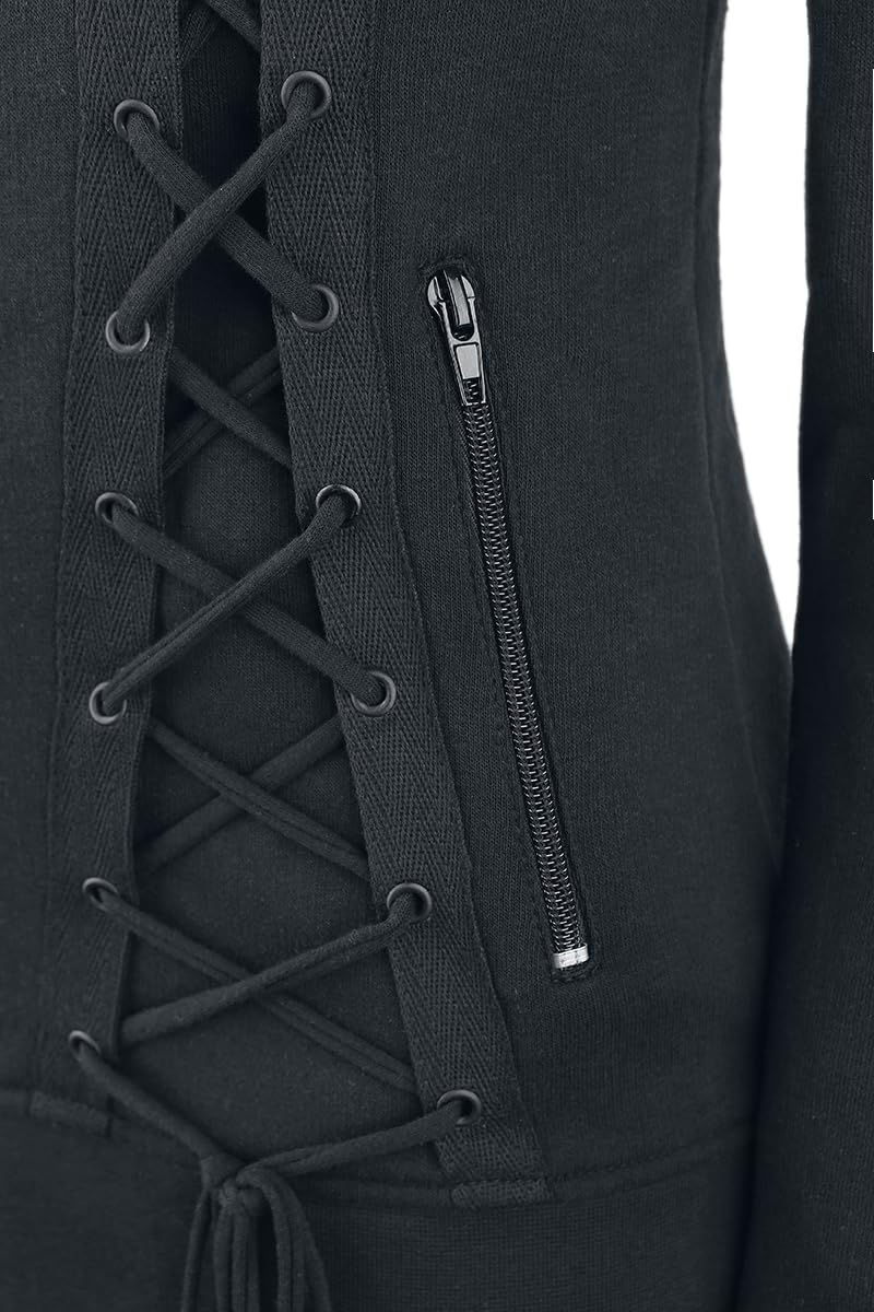 Gothicana by EMP Damen schwarze Kapuzenjacke mit Schnürung