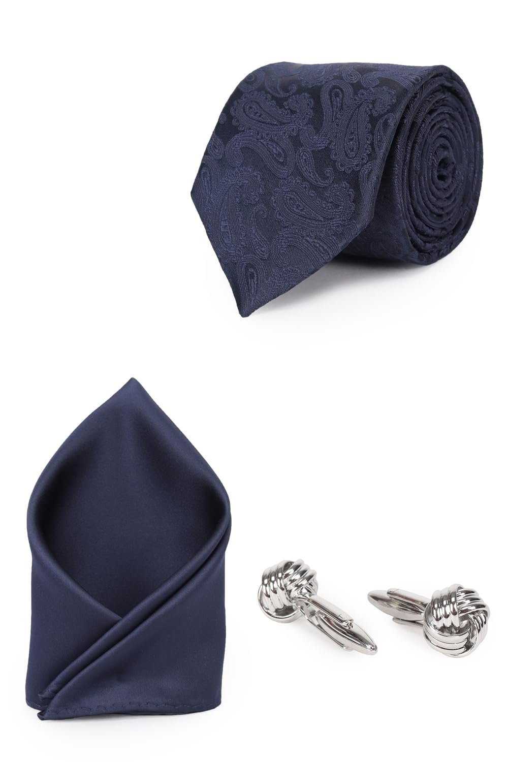 Men Navy Party Tie Pocket Square And Cufflink-image-46