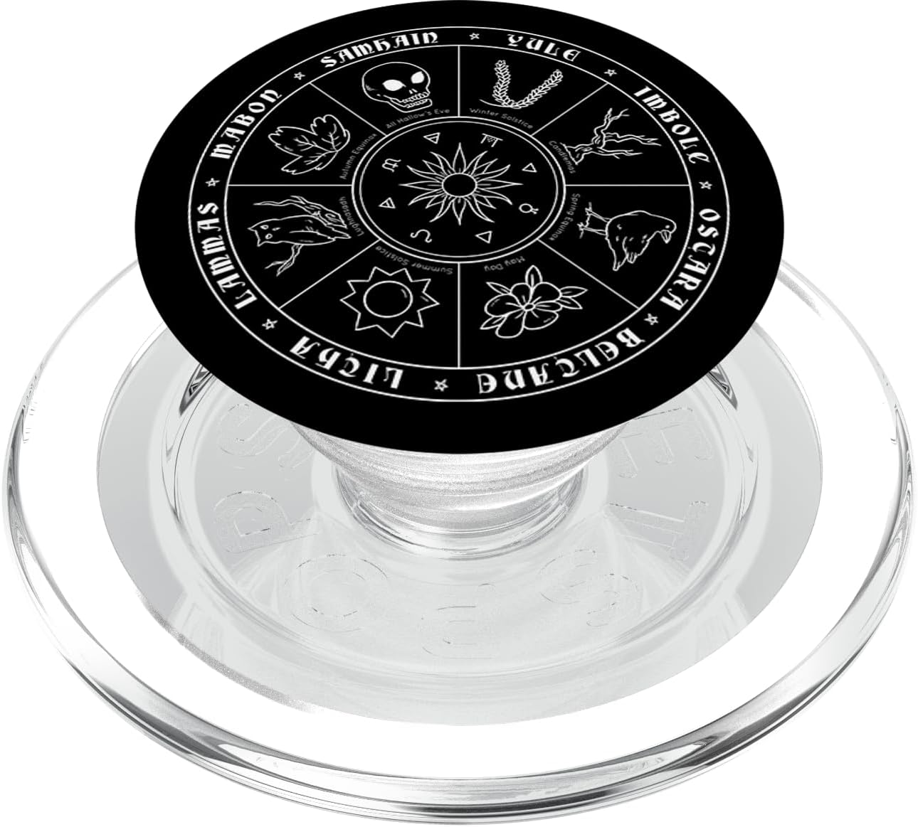 Wicca wheel of the year I Witch Pentagram Pagan calendar PopSockets MagSafe PopGrip for iPhone