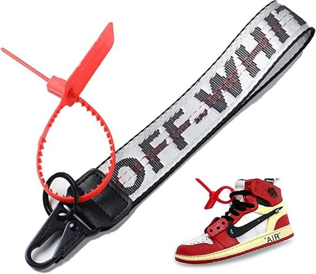 GenericIMPORTUNK Off White Keychain with Mini Sneaker Basketball Keychain Gift for Men & Women, Wrist Lanyard Keychain for Car Keys