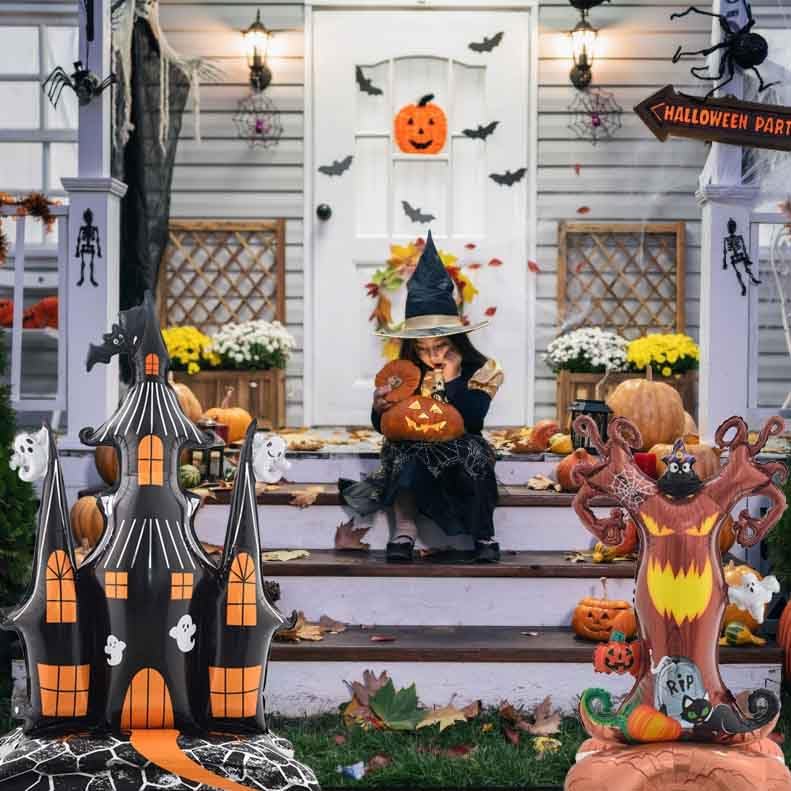 Halloween Balloons With Base Large Ghost Tree Balloons Standing Castle Balloon Foil Balloon for Halloween Horror Spooky Party Decorationes Supplies 2 PCS - Image 4