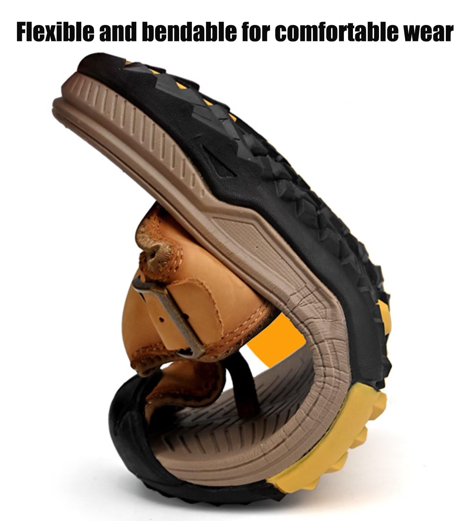Chanclas Hombre Verano Playa Piscina Comodas Cuero Flip Flops de Caminar Antideslizante Sandalias de Punta Cerrada