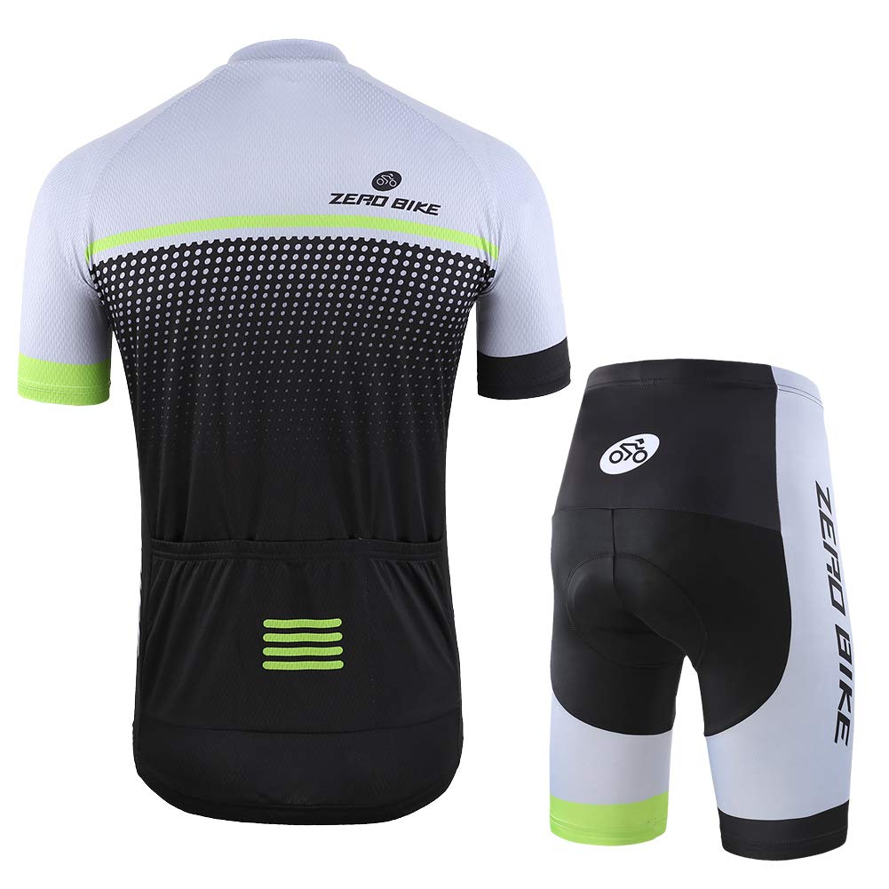 Uomo Manica Corta Jersey Abbigliamento Set, Ciclismo Magliette Corta Jersey Camicia Gel Imbottito Pantaloncini Ciclismo Equitazione Bike Sportswear