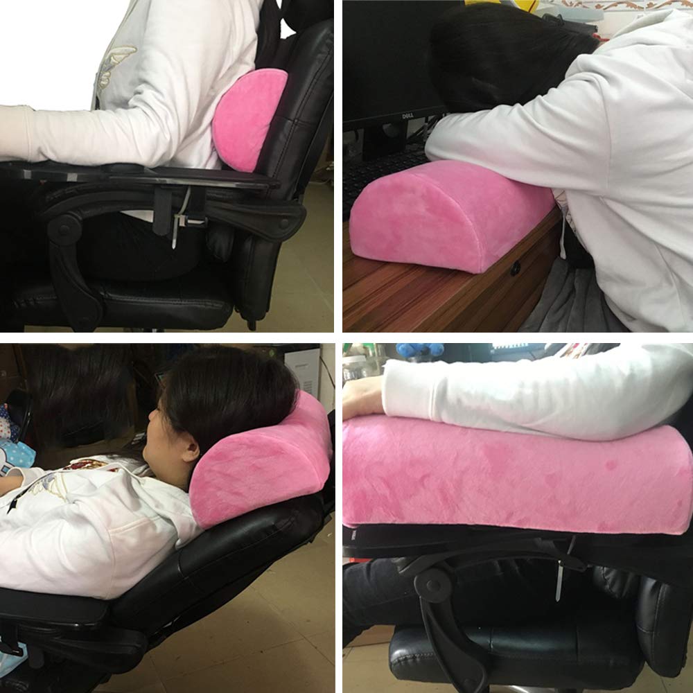 Almohada de espuma viscoelástica Skyzonal, media luna, para el cuello de la espalda, lumbar, columna vertebral, rodilla, alivio del dolor, apoyo de almohada 19.68 x 8.26 x 4.72 pulgadas (rosa)