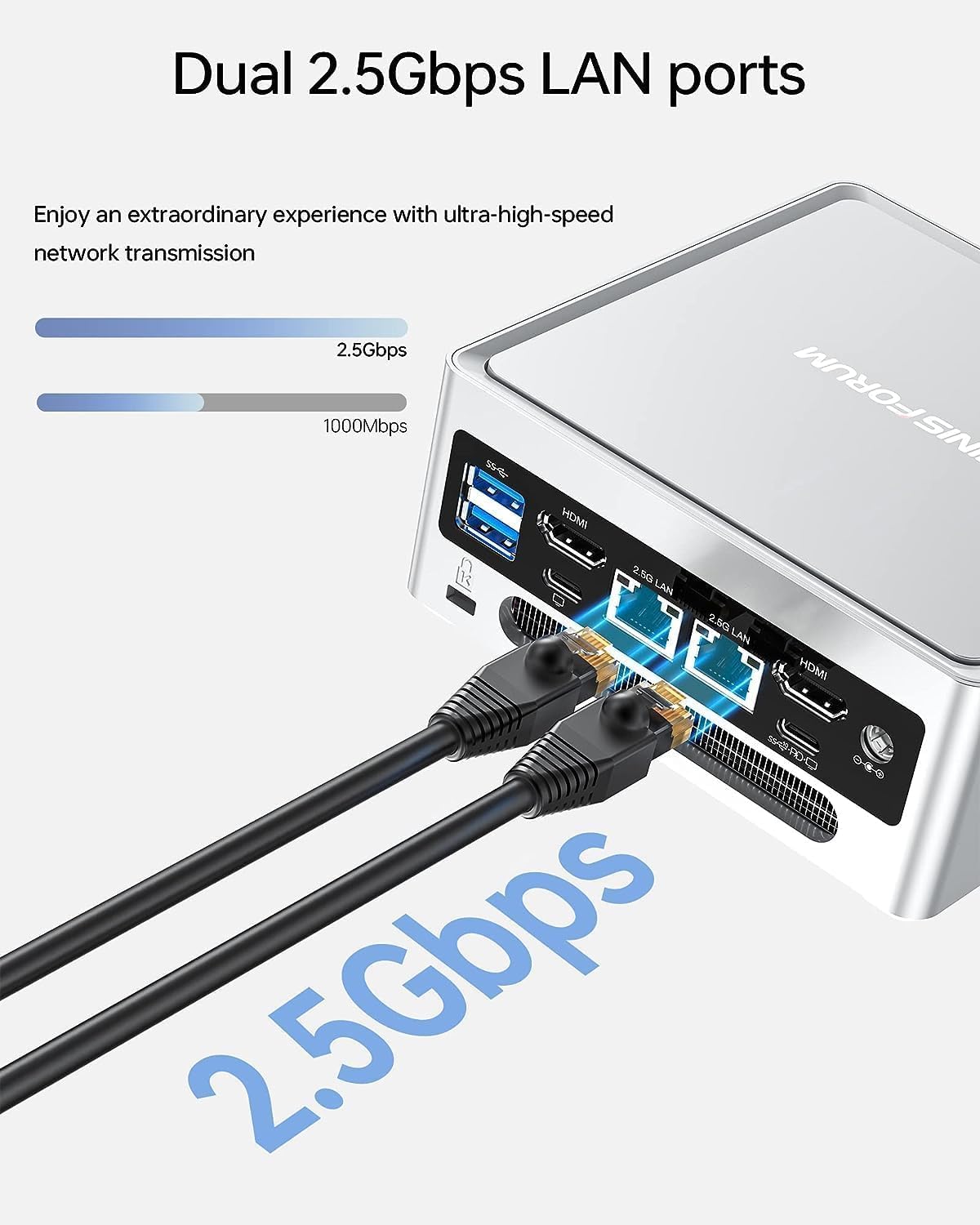 MINISFORUM Mini PC NAB6 Lite Intel Core i5-12600H, 12C/16T, hasta 4,5GHz, 16GB DDR4 RAM, 500GB PCIe4.0 SSD, 2 x 2.5G RJ45 LAN, 2 x HDMI, 7 x Puertos USB, WiFi 6, BT5 .2