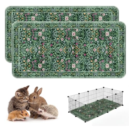 Image of Washable Guinea Pig Pee Pads,Absorbent Reusable Guinea Pig Cage Liners,Waterproof,Leak-Proof & Non-Slip Potty Pads for Small Animals Rabbit Hamster Rat.(Midnight Garden Floral,24 inchx48 inch)