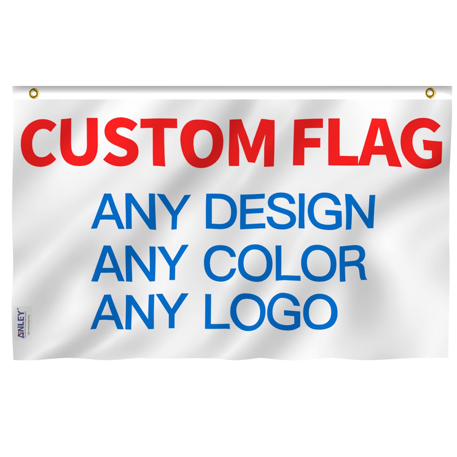 Anley Rip-Proof Double Sided Custom Flag 2x3 Ft For Outdoors - Vivid Color, Canvas Header and Wrinkle Resistant - Customized Flags Banners with Brass Grommets 2 x 3 Ft (2 Top Grommets)