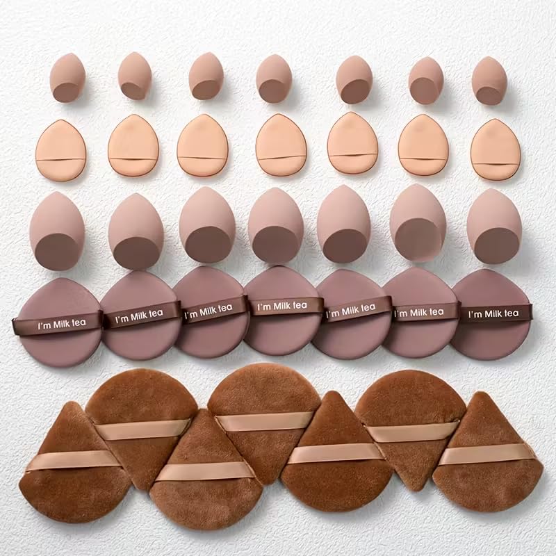 35 PCS Soft Foundation Sponge, Beauty Cosmetic Blender For Liquid, Powder And Cream Makeup Products (Brown)