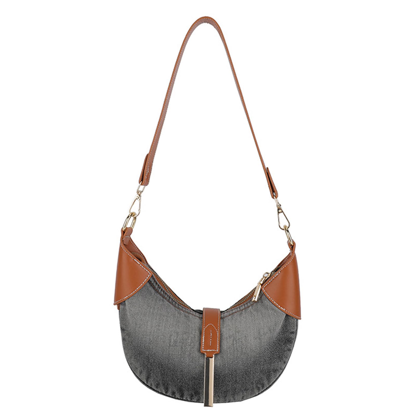 CORIOS Borsa a Spalla in Denim da Donna Borsa a Mano in Jeans Retro Borsa a Tracolla Elegante Borsa Tote Borsa per la Spesa Moda Borsa Ascellare per Viaggi Lavoro Shopping Nero
