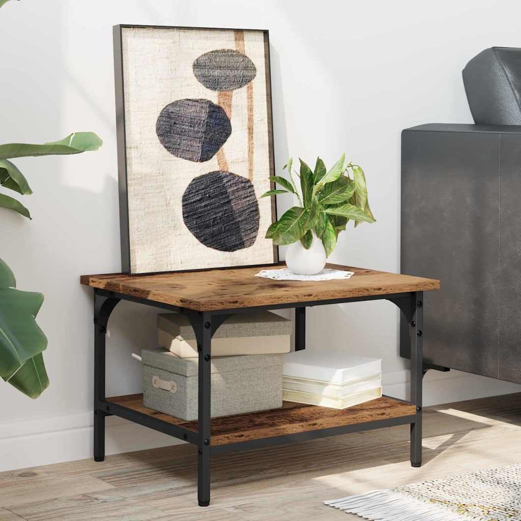 Soporte para impresora, madera recuperada, 50 x 40 x 38 cm, con acabado rústico, estantería de dos niveles para oficina, espacio para impresoras, papel, archivos, organizadores y accesorios