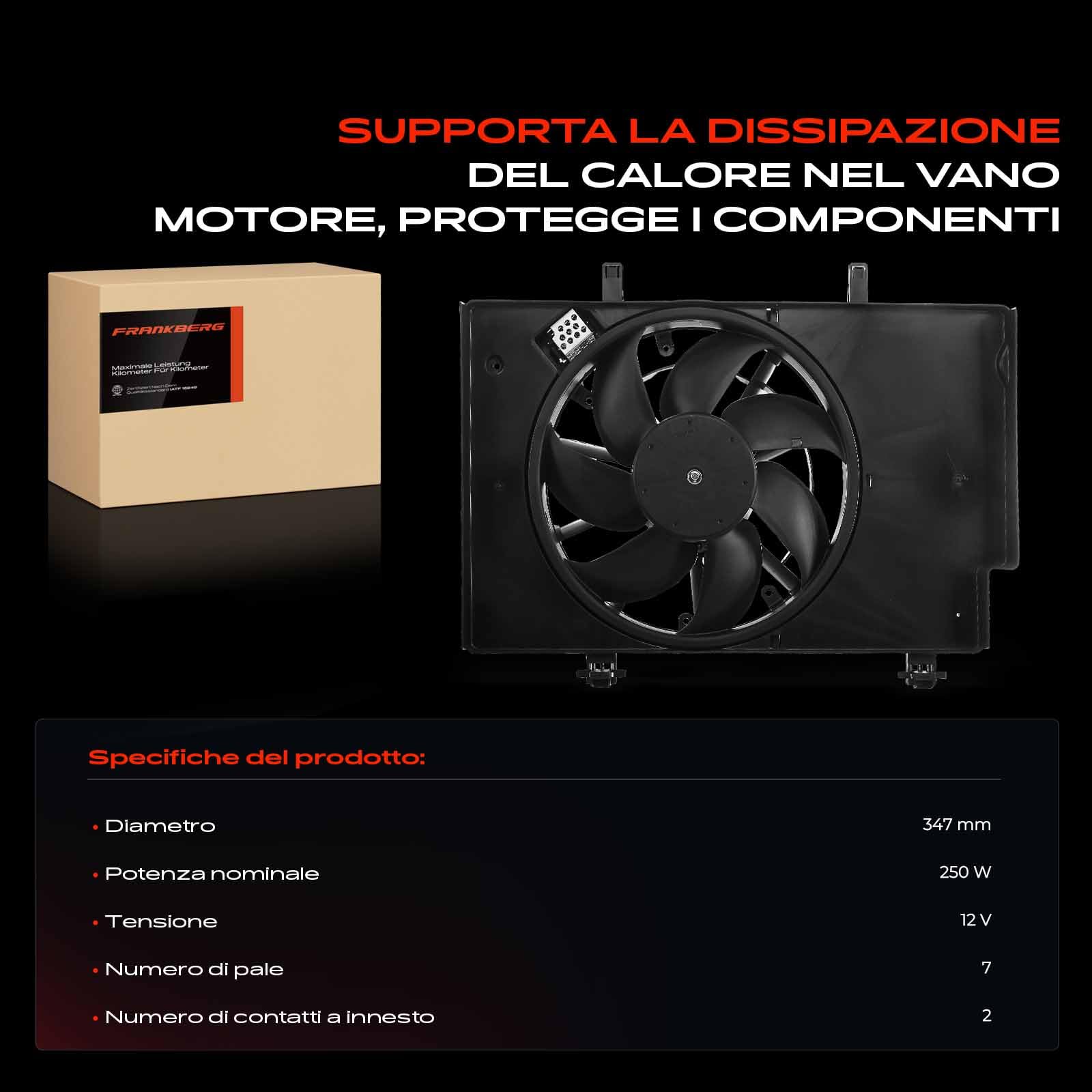 Frankberg Ventola del radiatore ventola di raffreddamento del motore 2