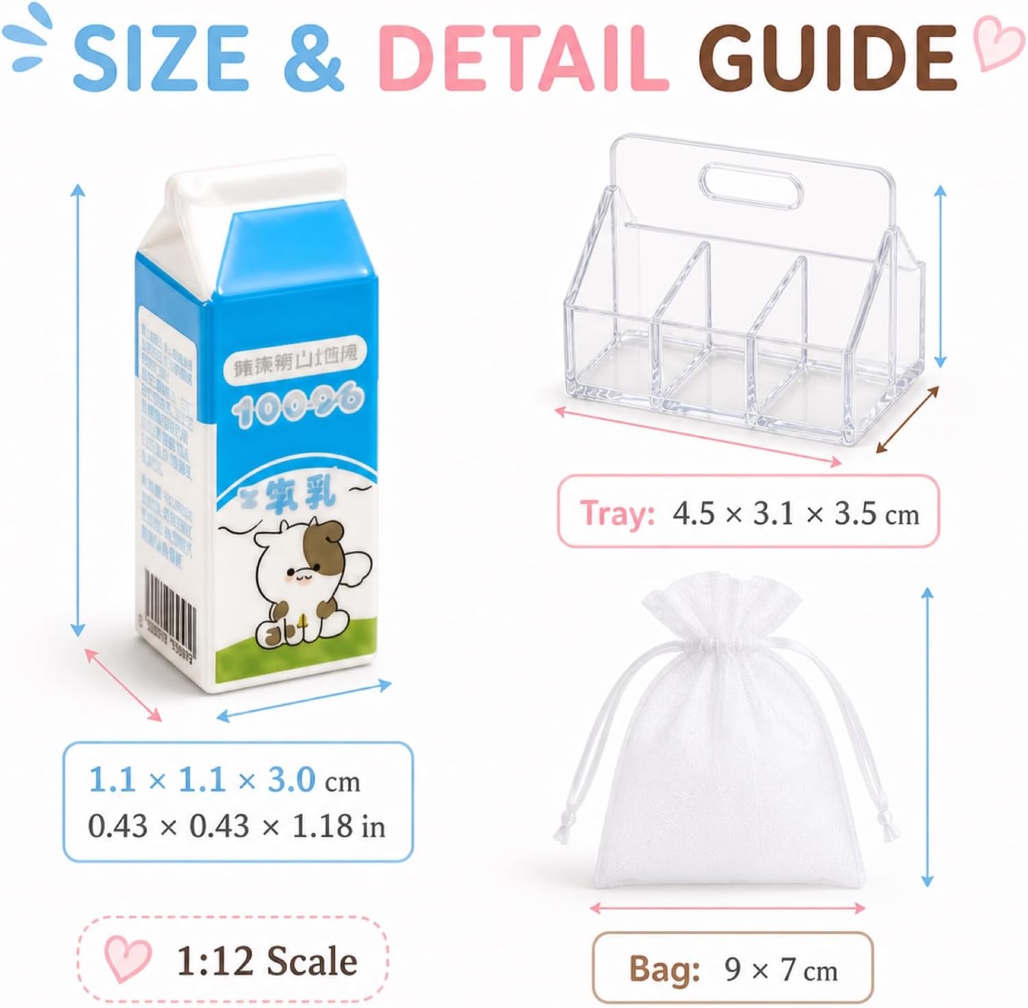 18 Pcs 1:12 Mini Resin Milk Cartons with 3 Acrylic Trays image 3