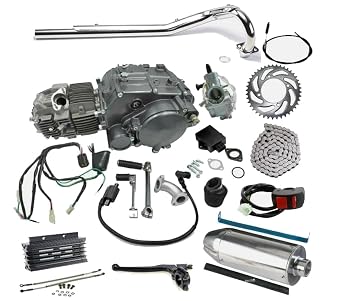 Lifan150cc Complete Engine Motor kit Manual Kick Start Exhaust Muffler, Oil Cooler, Wiring for Pit Dirt Bike Trail Z50 SL90 CRF50 CT70 CT90 Apollo Taotao SSR 110 125cc 140 160 XR CRF 70