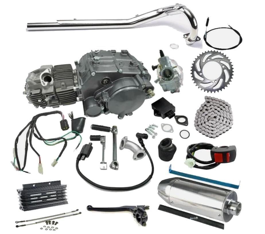 Lifan150cc Complete Engine Motor kit Manual Kick Start Exhaust Muffler, Oil Cooler, Wiring for Pit Dirt Bike Trail Z50 SL90 CRF50 CT70 CT90 Apollo Taotao SSR 110 125cc 140 160 XR CRF 70