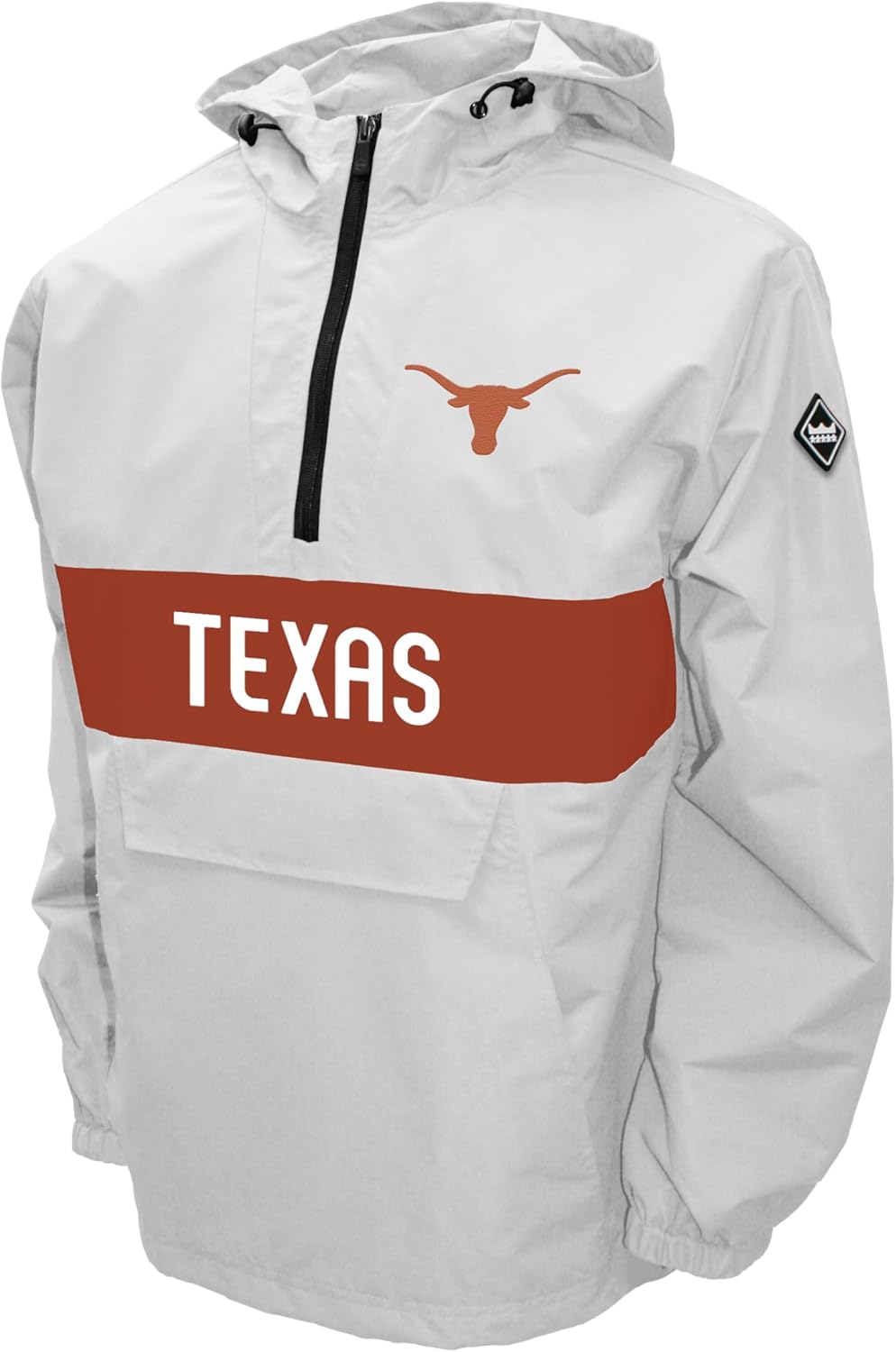 2Bhip NCAA Texas Longhorns Jacket - Men's White Half Zip Waterproof Windbreaker Hoodie Pullover With Pocket - Campus Jackets