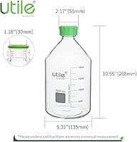 Vista 2 de Utile Botella de medios, 3.3 botellas de almacenamiento de vidrio de borosilicato con tapas, botellas de medios de laboratorio de 67.6 fl oz