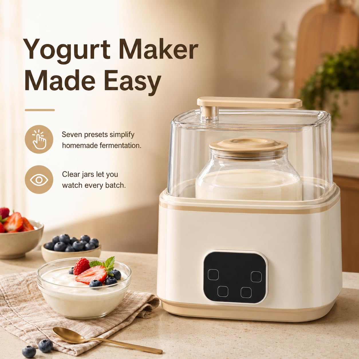 Yogurtera, Tarros de Cristal 1L+2L, 7 Programas