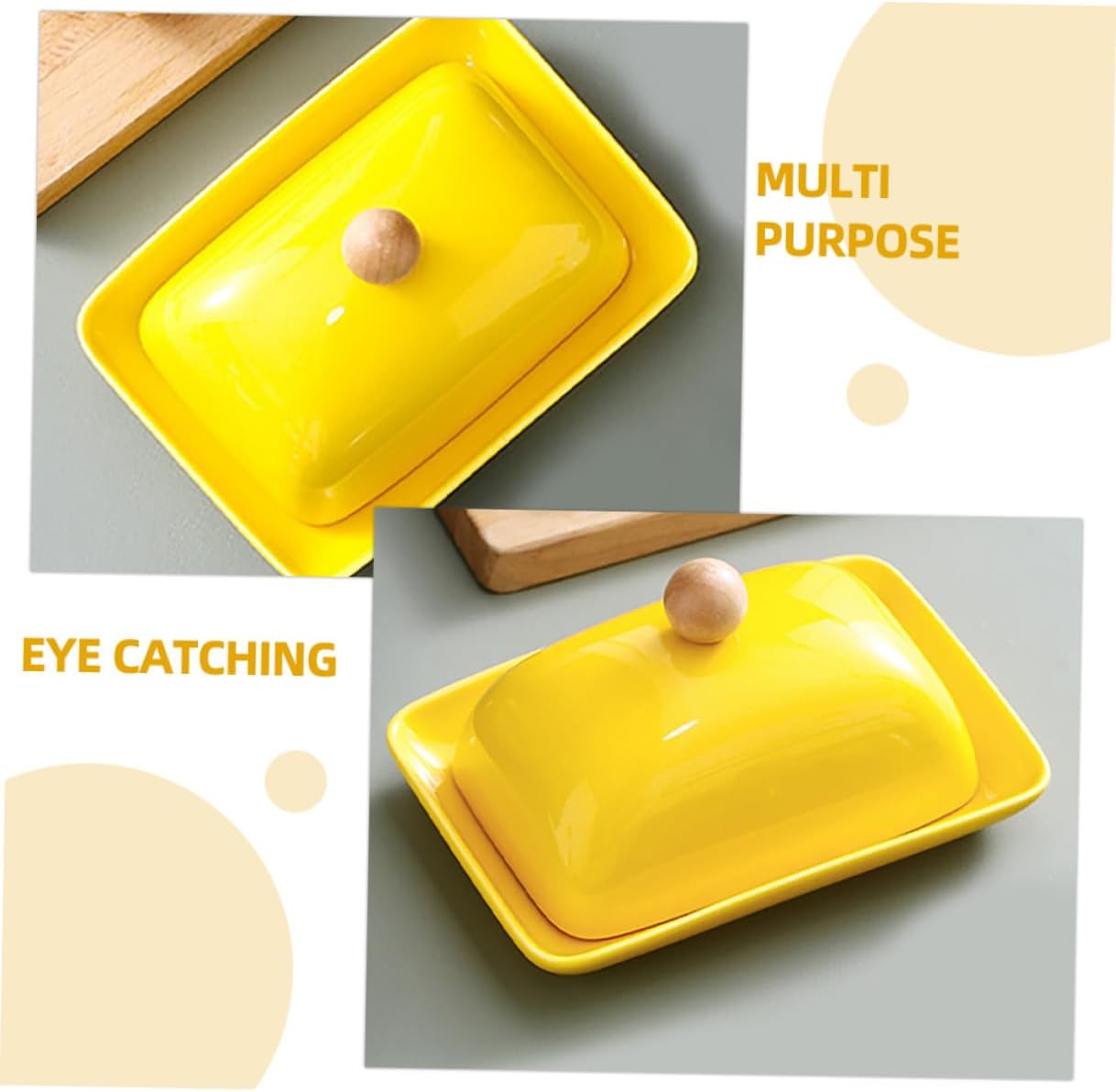 Ceramic Butter Box with Lid Kitchen Butter Holder for Refrigerator and Countertop for Home and Restaurant Use