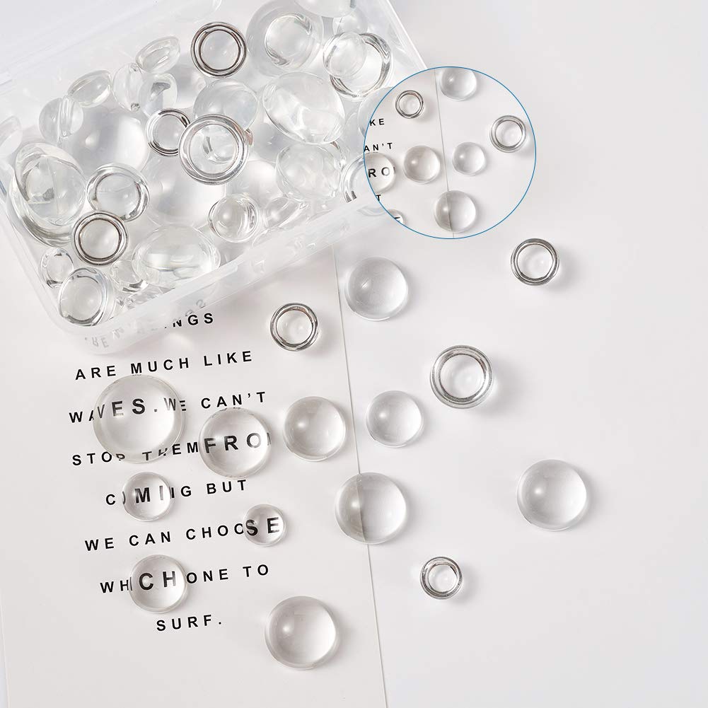 Amazon | Beadthoven 約80個/箱 6サイズ 半円 クリア ガラスカボション  