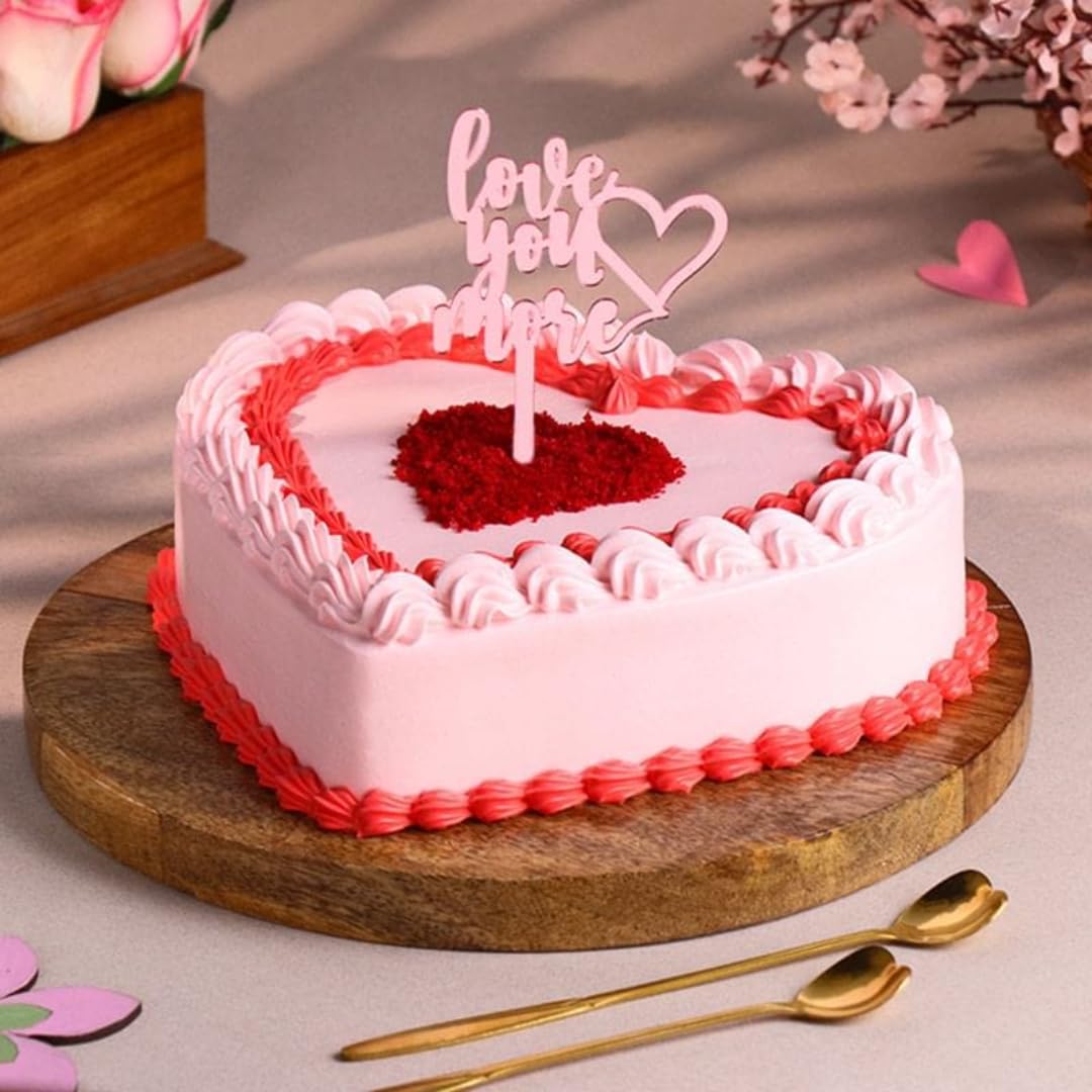 FlowerAura Delicious Fresh 0.5Kg Love You Red Velvet Cake With Topper For Birthday | Anniversary | Wedding | Mother's Day | Father's Day | Valentine's Day | Christmas | New Year (Same Day Delivery)-image-18
