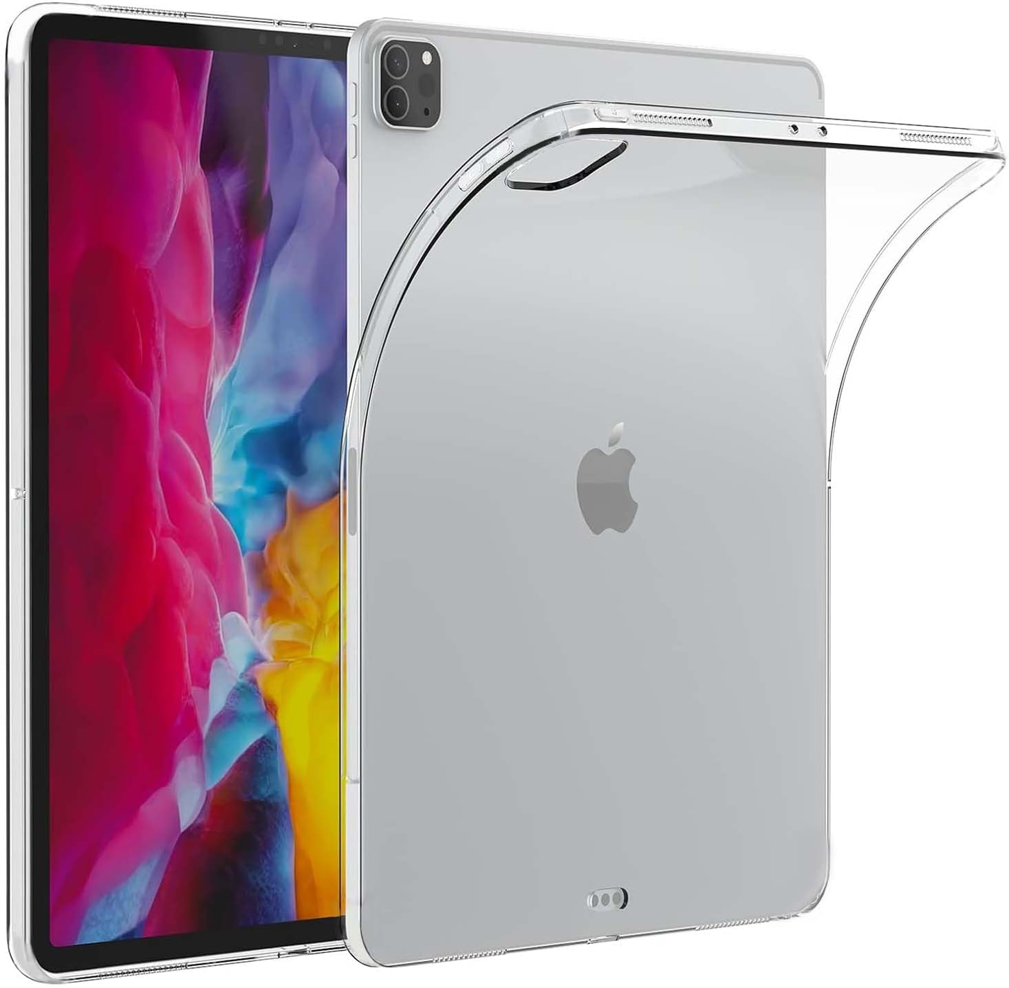 iPad Pro 12.9'' 2020 Clear Case, Transparent Silicone Case Flexible Soft TPU Silicone Protective Cover For 2020 iPad Pro 12.9 inch Model A2229 / A2233 / A2069 / A2232